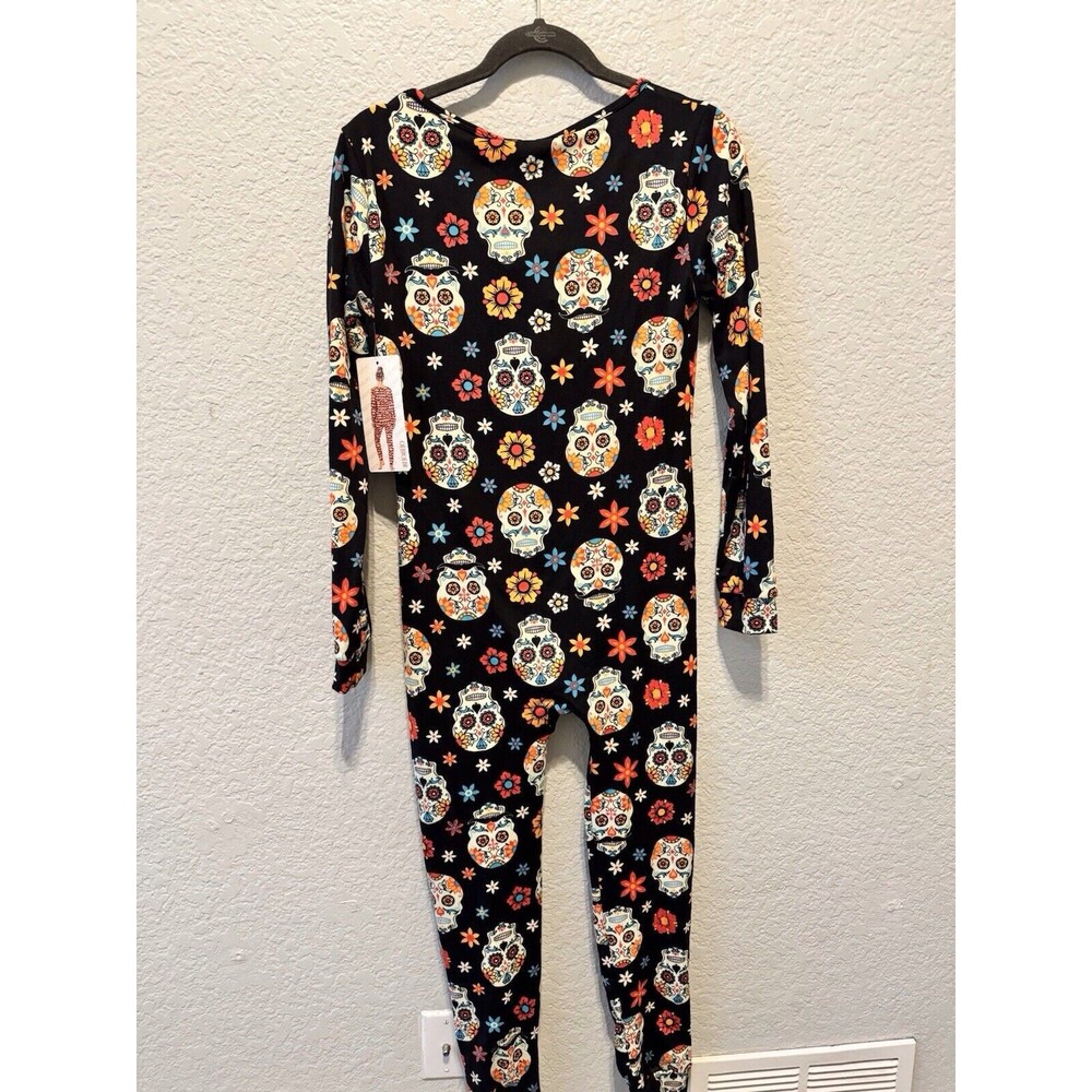 ShoSho Halloween Day Of The Dead One Piece Pajamas with Headband NWT Medium